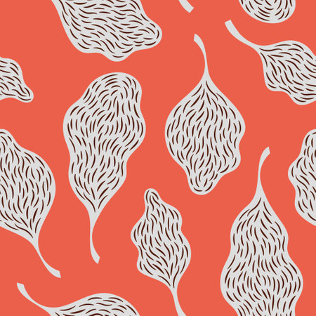 Abstract textured leaves, seamless patternのイラスト素材