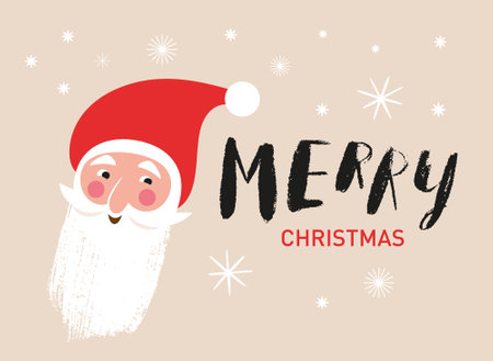 Christmas card, banner design, flyer, cute Santa, letteringのイラスト素材
