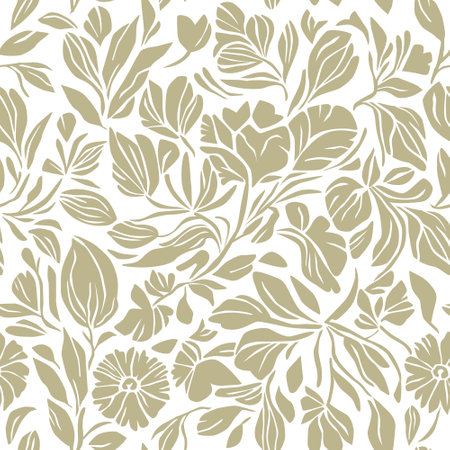 Floral pattern, seamless vector illustration. Abstract stylized leaves and flowersのイラスト素材