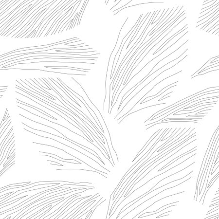 Abstract seamless pattern, black and white line art, stylized leavesのイラスト素材