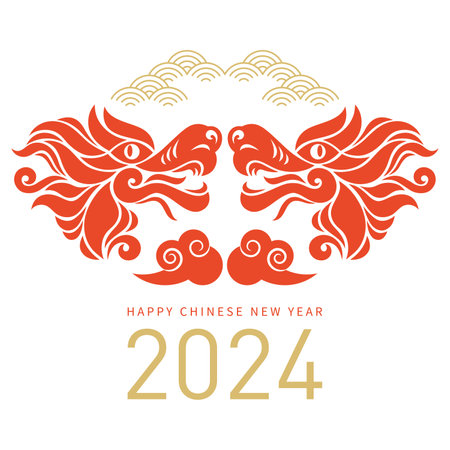 Chinese new year 2022. Year of the Dragon. Vector illustration.のイラスト素材