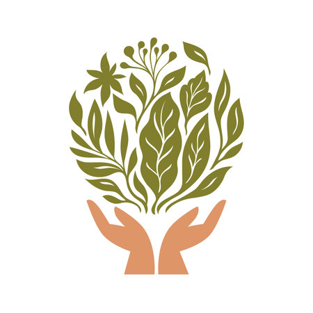Hand holding plants. Eco earth day concept. nature concept. nature conservation ideasのイラスト素材