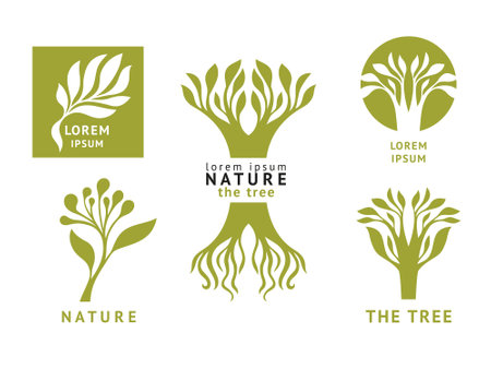Set of logo with tree. Eco Earth day concept. Nature concept. Nature conservation ideaのイラスト素材
