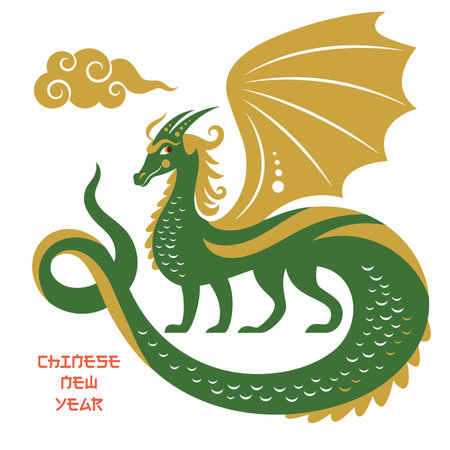 Chinese Happy New Year 2024. Year of the Dragon. Greetings card, banner designのイラスト素材