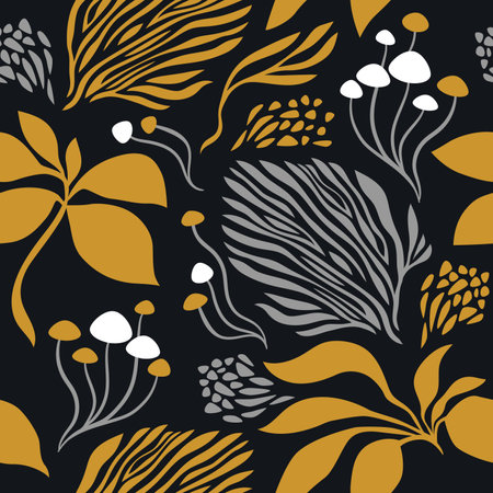 Seamless floral pattern with flowers and leaves. Vector illustration.のイラスト素材