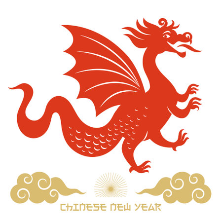 Chinese Happy New Year 2024. Year of the Dragon. Greeting card.のイラスト素材