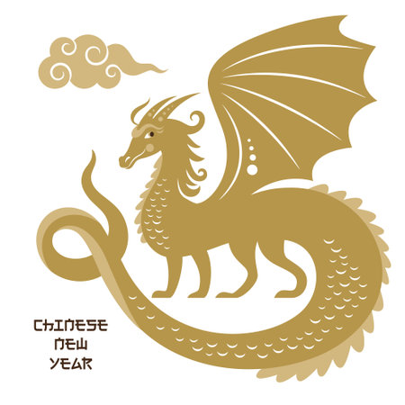 Chinese Happy New Year 2024. Year of the Dragon. Greetings card, banner , greeting card design . Isolated on whiteのイラスト素材