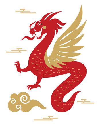 Chinese Happy New Year 2024. Year of the Dragon. Greetings card, bannerのイラスト素材