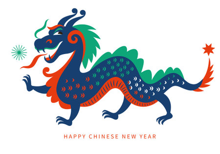Chinese Happy New Year 2024. Year of the Dragon. Greetings card, banner .のイラスト素材