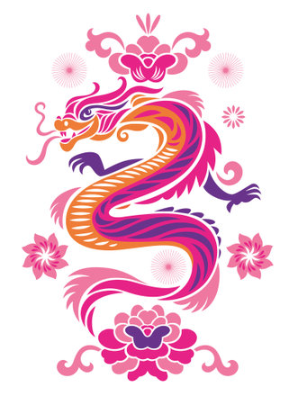 Chinese Happy New Year 2024. Year of the Dragon. Symbol of New Year.のイラスト素材