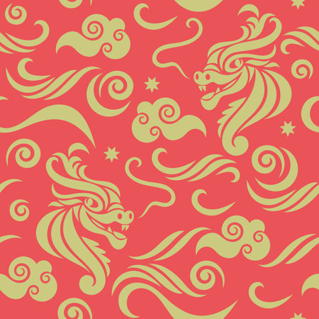 Seamless pattern with dragons. Symbol of 2024. Year of the Dragonのイラスト素材