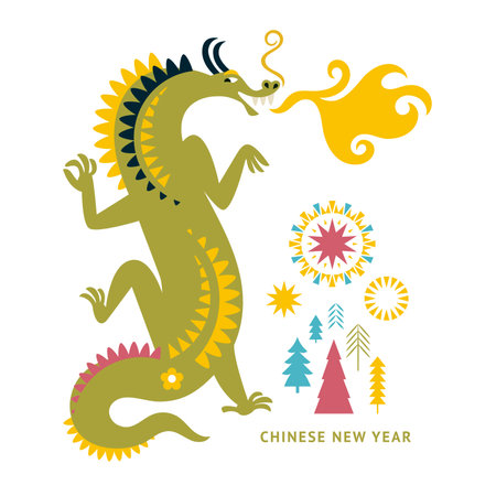Chinese New Year 2024. Year of the Dragon according to the Eastern Chinese calendar.のイラスト素材