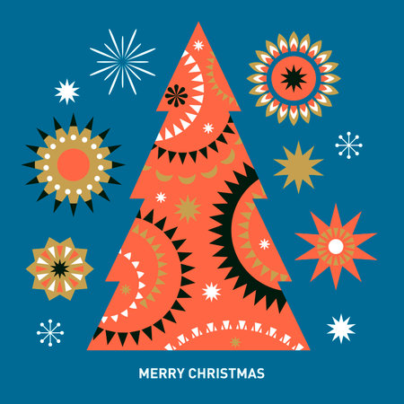 Christmas tree, christmas and new year greeting cardのイラスト素材