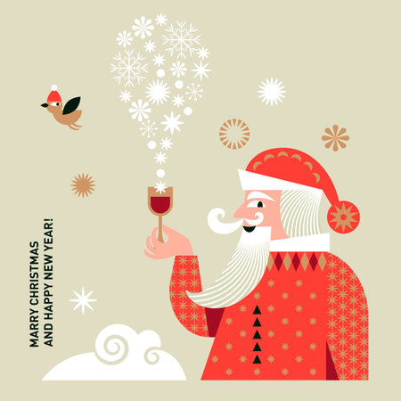Christmas and New Year Greeting cardのイラスト素材