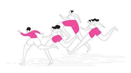 Vector illustration of group of women running marathon.のイラスト素材