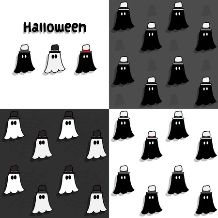 halloween ghost seamless pattern setのイラスト素材