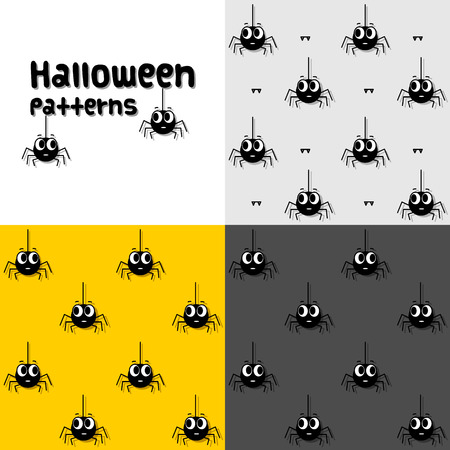 halloween spiders seamless pattern setのイラスト素材