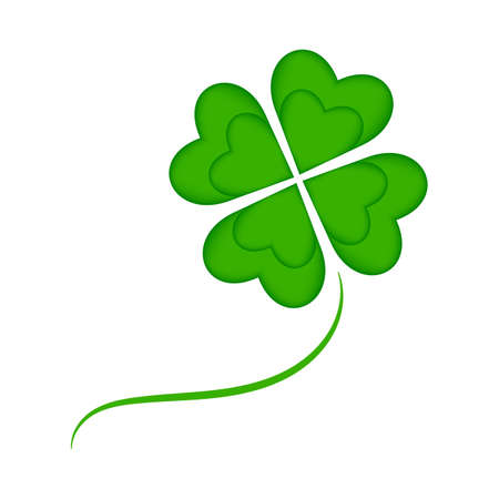 Green clover with a gradient. Simple holiday clover icon. Stock vector illustration isolated on white background. Illustration, symbol, sign for St. Patrick's Day. Spring clover with four leaves.のイラスト素材