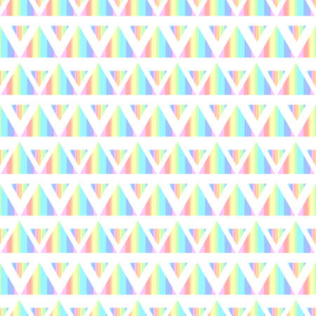 Rainbow seamless colored geometric pattern from triangles. Rainbow gradient from stripes in pastel colors. Cute background, ethnic that can be used as wrapping paper, print for fabric, baby pattern.のイラスト素材