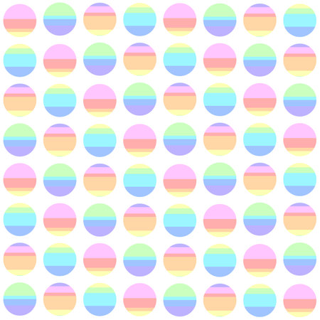 Rainbow seamless colored geometric pattern from circles. Rainbow gradient from stripes in pastel colors. Cute background that can be used as wrapping paper, fabric print, baby pattern.のイラスト素材