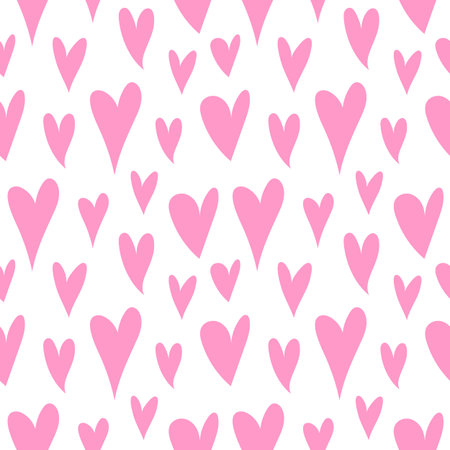 Cute pink hearts pattern, romantic print. Love texture, seamless pattern for valentine's day - for...