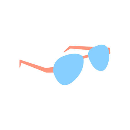 Sunglasses, summer accessory. Stock vector illustration isolated on white background. Sunglasses, sun protection, summer vacation, simple vector flat illustration. Can be used as an icon, symbol, signのイラスト素材