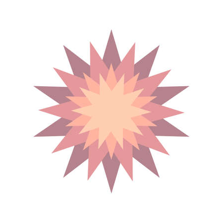 Geometric ten-pointed star, stock vector illustration isolated on white background. Beautiful star in four colors with overlay - burgundy, terracotta, beige.Star decoration element, symbol, sign, iconのイラスト素材
