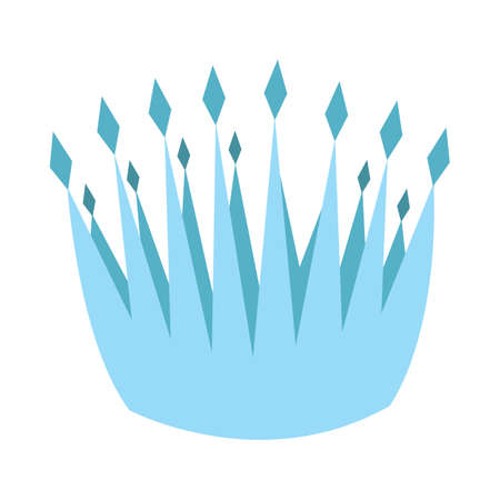 Cute blue crown in flat style. Stock vector illustration isolated on white background. Fairytale element for the royal family, cartoon style, children's illustration, simple blue crown icon, symbol.のイラスト素材
