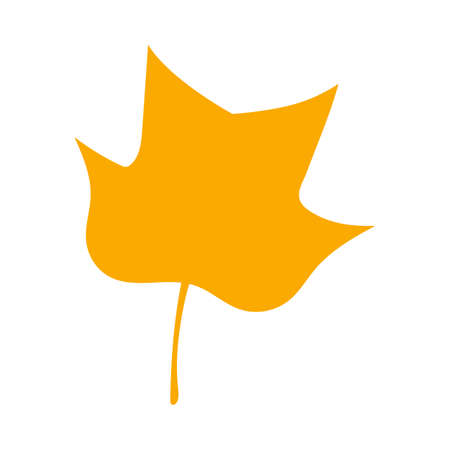 Orange autumn leaf, herbal element. Can be used as sign, symbol, icon. Fall orange leaf silhouette. Autumn botanical vector flat plant element. Stock vector illustration isolated on white background.のイラスト素材