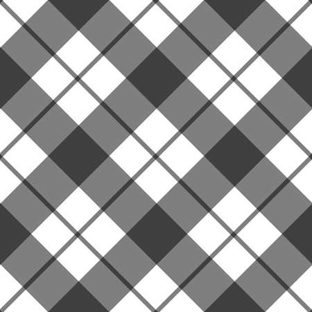 Black white seamless gingham pattern. Checkered fabric, plaid, tablecloth, napkin, textile. Square texture, simple chess seamless ornament. Tartan print, checked pattern, classic rhombus design.のイラスト素材