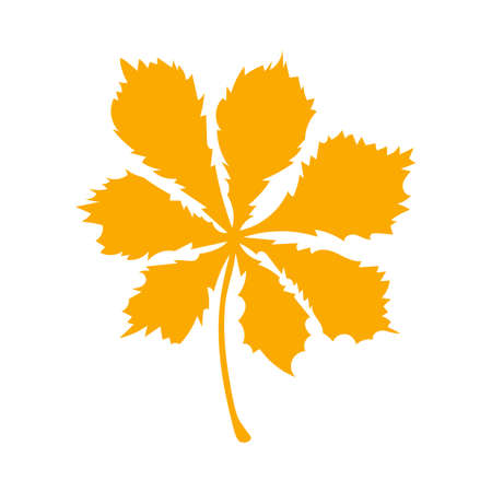 Autumn leaf, herbal element. Fall orange chestnut leaf. Can be used as sign, symbol, icon. Autumn botanical flat plant element, orange chestnut. Stock vector illustration isolated on white background.のイラスト素材