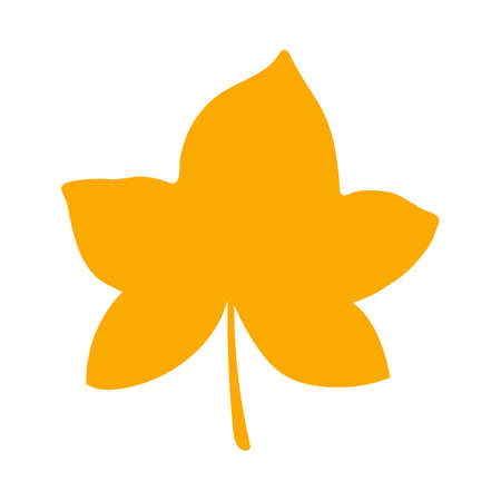 Fall orange ivy leaf. Flat autumn leaf, herbal element. Can be used as sign, symbol, icon. Autumn botanical flat plant element, ivy orange leaf. Stock vector illustration isolated on white background.のイラスト素材