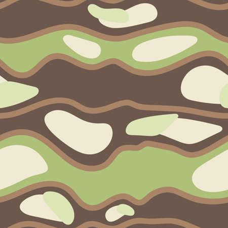 Seamless boho pattern with abstract spots and lines. Trendy and stylish print for fabric, textile, natural wallpaper. Minimalistic abstract pattern in brown green colors.のイラスト素材
