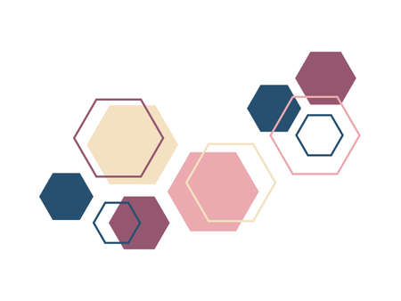Geometric decorative element from hexagons. Vector illustration for trendy stylish modern design and decor, for creative collage. Geometric minimalistic hexagons element.のイラスト素材