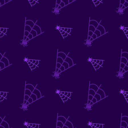 Halloween seamless pattern with spiders and cobwebs. Scary pattern, colorful Halloween print. Autumn wallpaper or party background with spider webs - for fabric, for textiles, for wrapping paper.のイラスト素材