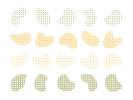 Abstract shapes set. Pastel grid mesh squares illustrations to create stylish, trendy, modern design. Decorative vector isolated freeforms in pastel colors, matisse bundle for create banners, posters.のイラスト素材