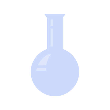 Glass flask illustration. School supply flat design. Back to school. Empty transparent glass flask icon. Plastic container, tool for medical and chemical researchのイラスト素材