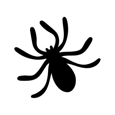 Spider silhouette, isolated on white background. Vector illustration, traditional Halloween decorative element. Halloween silhouette black spider - for cricut, design or decor.のイラスト素材