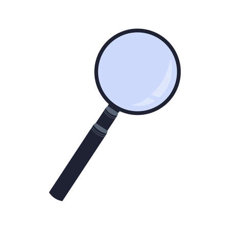Magnifying glass illustration. School supply flat design. Office element - stationery and school supply. Back to school. Magnifying glass, loupe icon.のイラスト素材
