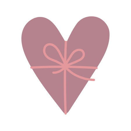 Valentine's day illustration heart with bow decorative element. Romantic love icon in flat style.Vector illustration, isolated on white background. Valentines Day cute gift box, heart shaped presentのイラスト素材