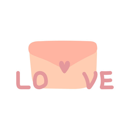 Valentine's day illustration letter with letters LOVE, decorative element. Romantic love icon in flat style.Vector illustration, isolated on white background. Valentines Day envelope with word LOVE.のイラスト素材