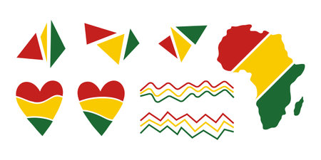 Juneteenth National Independence Day set colorful elements. Freedom day. Black history month. Collection simple vector illustration for Emancipation Day. African American celebrating Jubilee Day.のイラスト素材