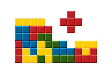 Colorful and geometric shapes reminiscent of classic video game.のイラスト素材