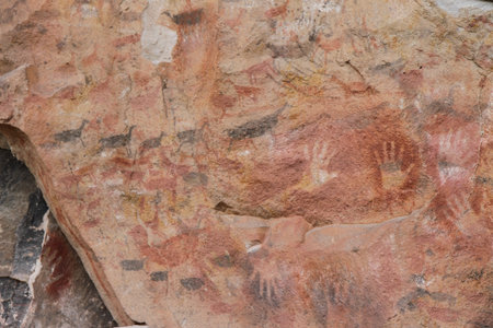Ancient petroglyphs in the ancient city of Petra, Jordan