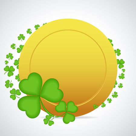 Gold coin with clover leaves .のイラスト素材