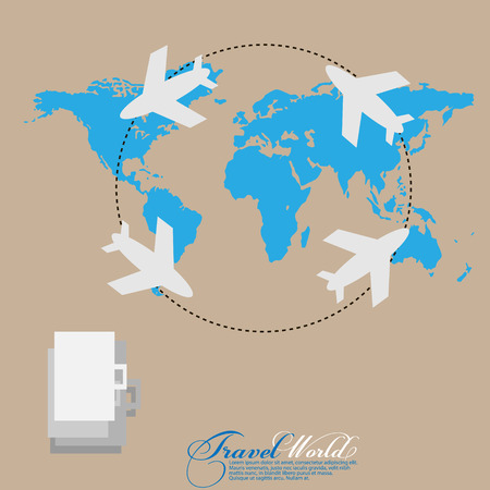 World travel  Tourism concept image.Holidays and vacation.Sea, ocean, land, air travelling.のイラスト素材