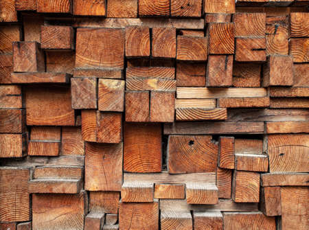 Wooden background from boards of different sizes Copy spaceの写真素材