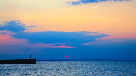 Perfect dawn over the sea. Morning.の写真素材