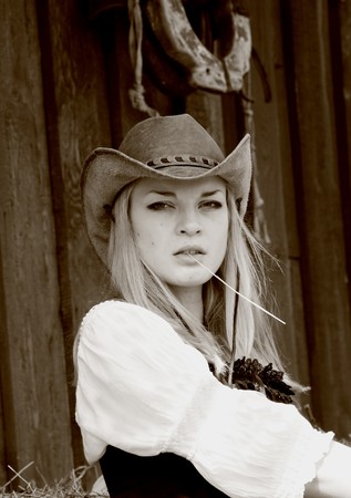 beautiful girl in style of the countryの写真素材