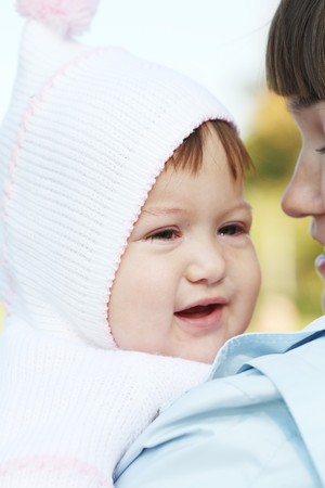 Portrait close up of the baby on walk.の写真素材